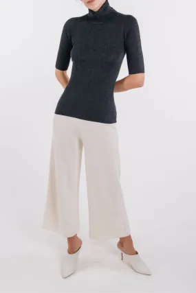 CASHMERE RIBBED ELBOW SLEEVE TURTLENECK