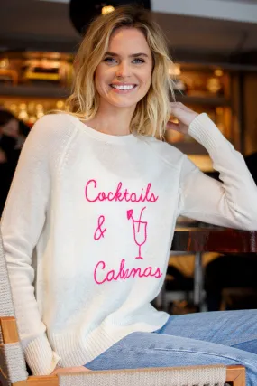 100% Cashmere Crew | Cocktails & Cabanas Embroidery Sweater