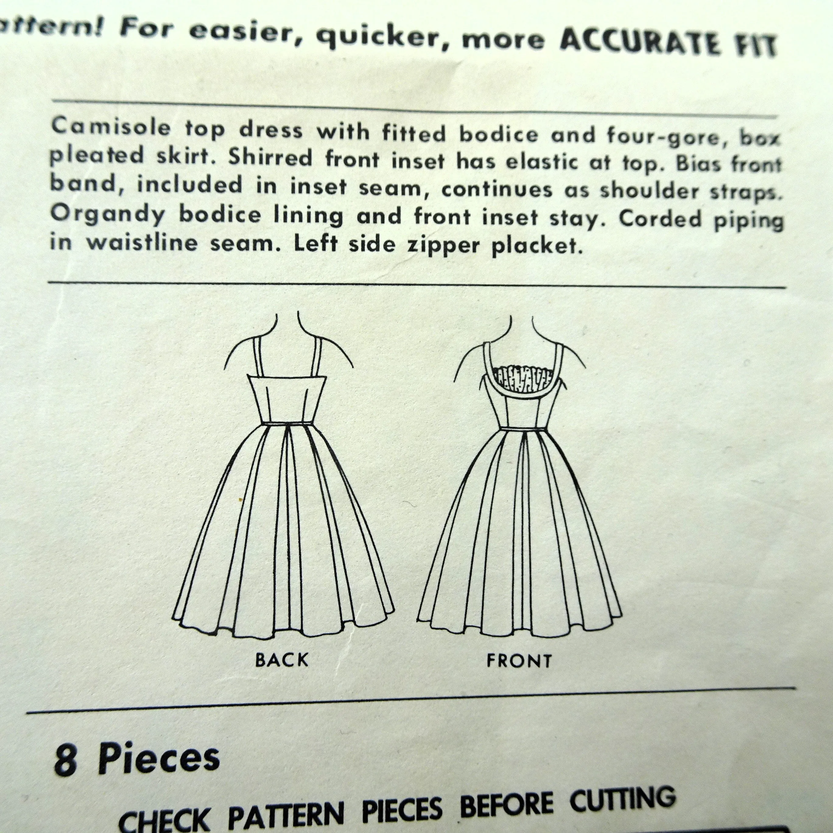 1960 LOVELY Brigitte Bardot Style Dress Pattern McCALLS 5406 Beautiful Fitted Camisole Top Bodice Flattering Shelf Bust Shirred Inset, Box Pleated Skirt ,Evening Cocktail Dress Bust 32 Vintage Sewing Pattern