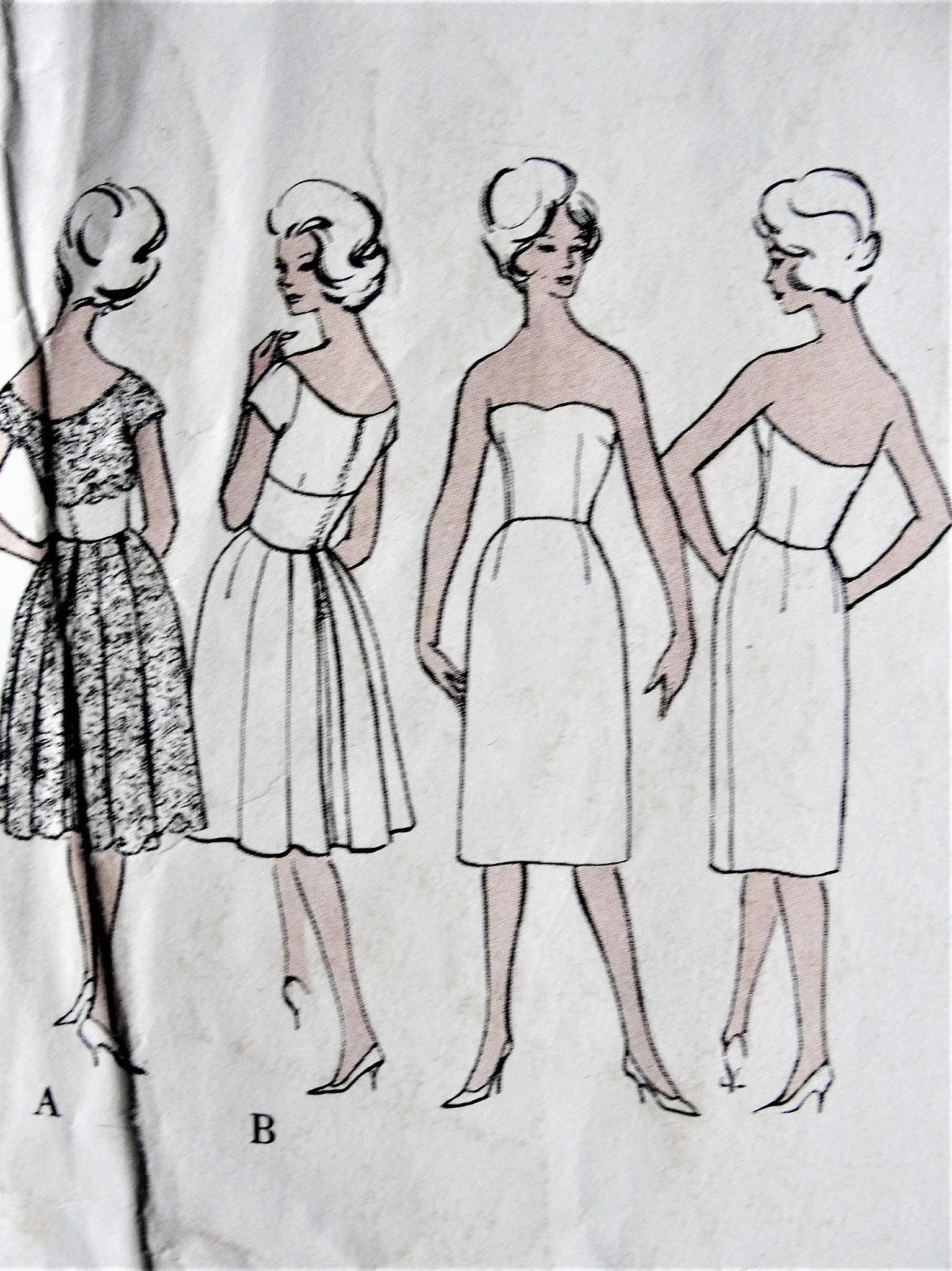 1960s STUNNING Evening Cocktail Dress, Strapless Slip and Stole Pattern VOGUE Couturier Design 1002 Wide Open Scoop Neckline,Figure Flattering Midriff Dress Ideal For Lace Bust 32 Vintage Sewing Pattern