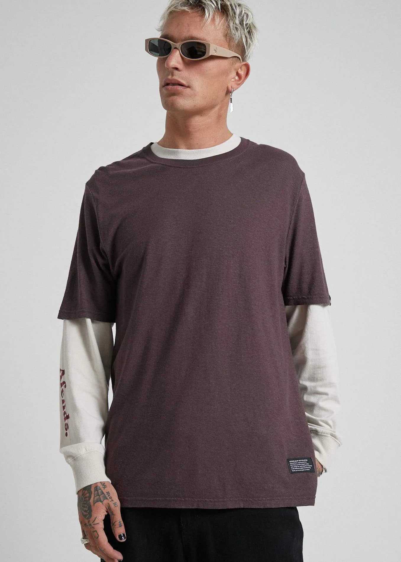 Afends Mens Classic - Hemp Standard Fit Tee - Mulberry