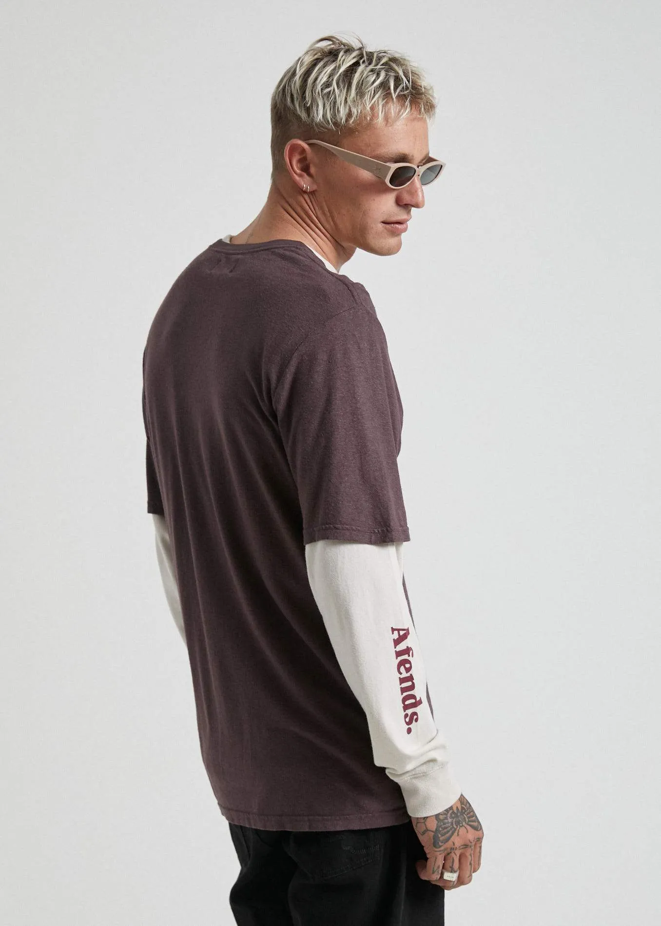 Afends Mens Classic - Hemp Standard Fit Tee - Mulberry