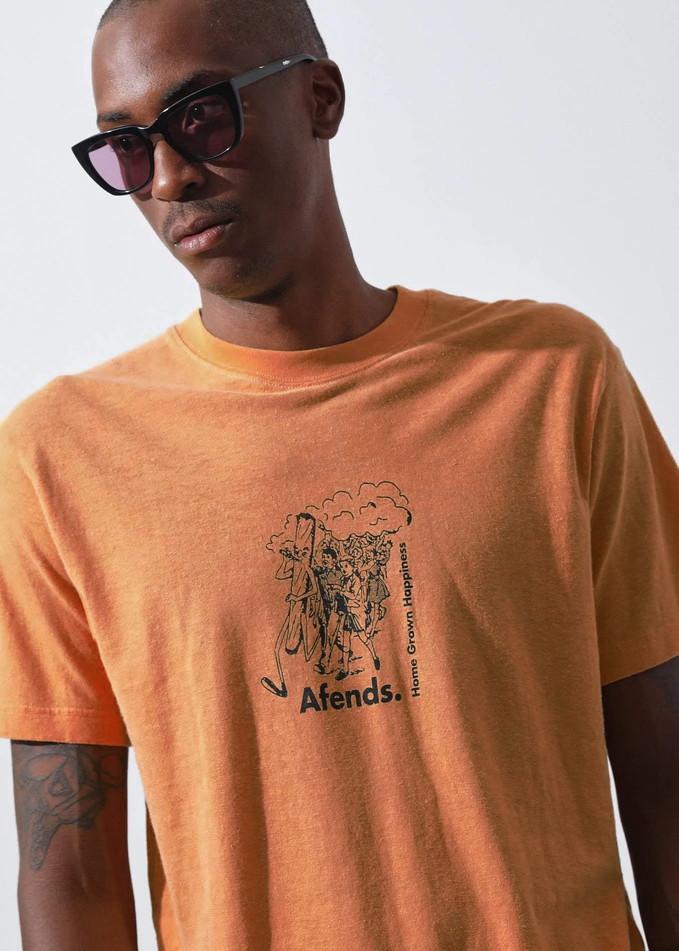 Afends Mens Follow The Leader - Hemp Retro Fit Tee - Cedar