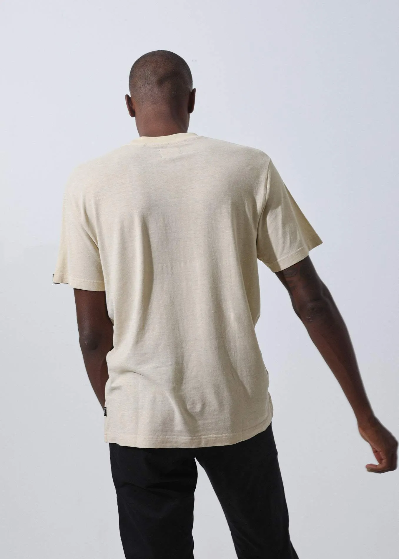 Afends Mens Follow The Leader - Hemp Retro Fit Tee - Moonbeam