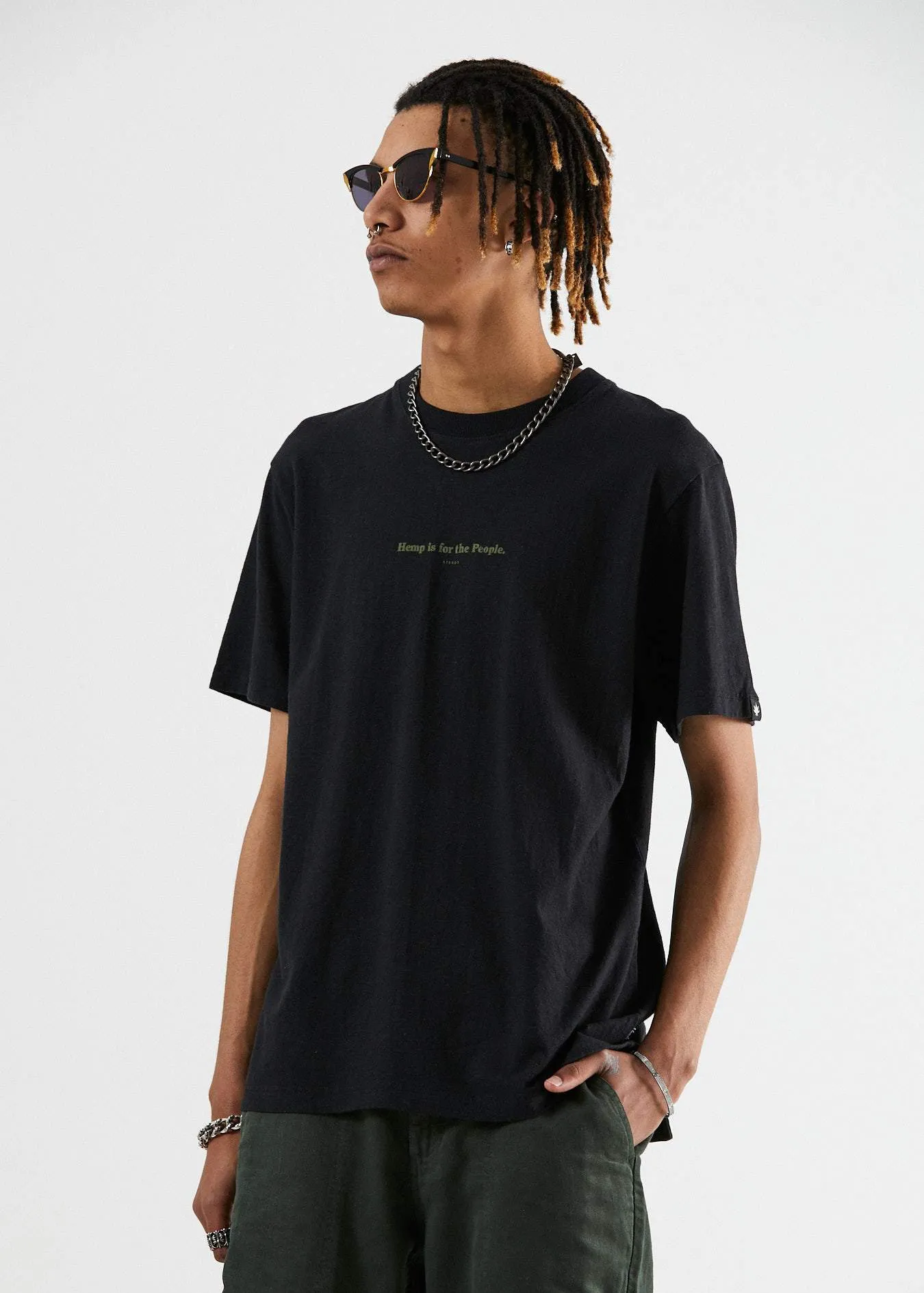 Afends Mens For The People - Hemp Retro Fit Tee - Black