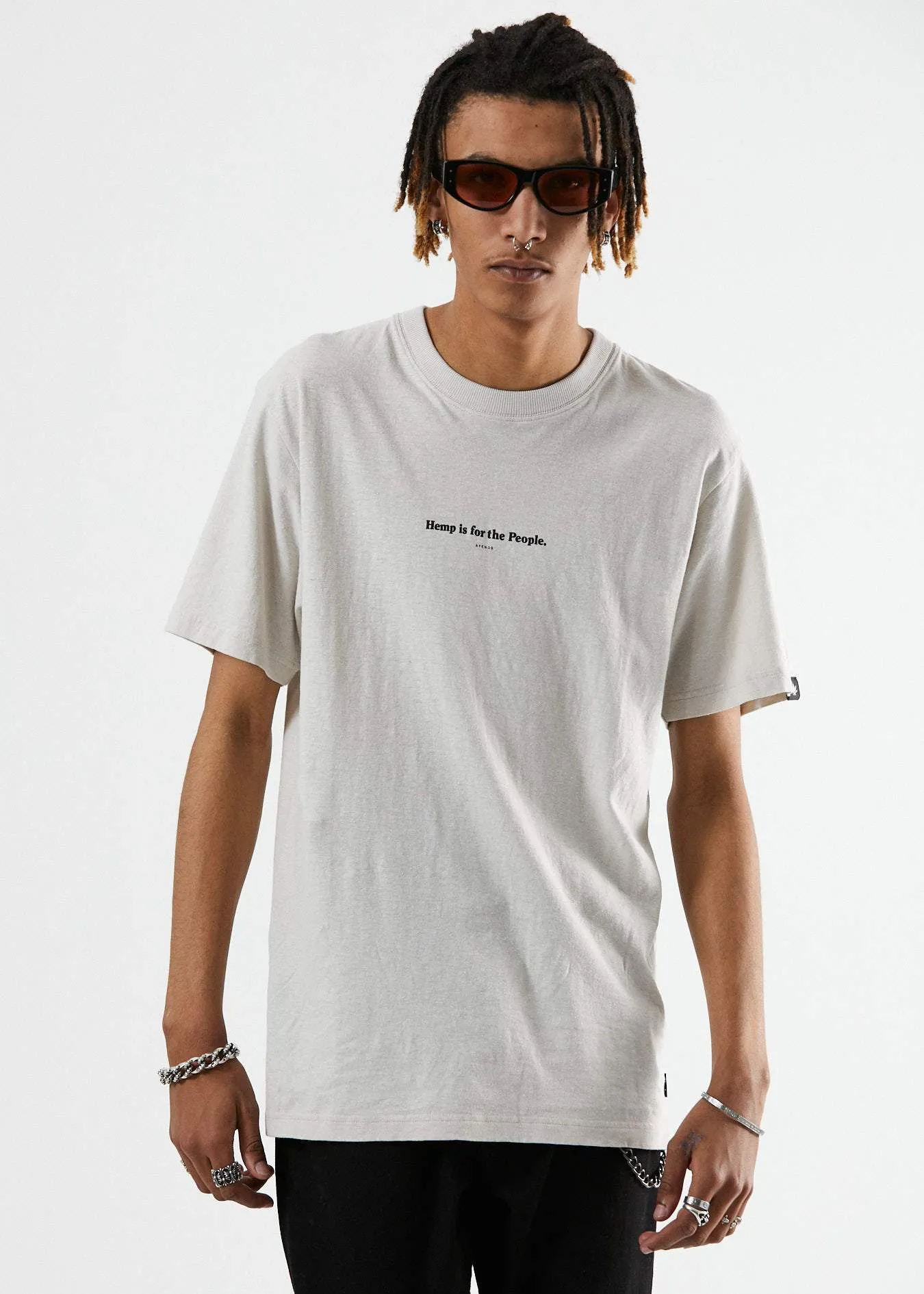 Afends Mens For The People - Hemp Retro Fit Tee - Moonbeam