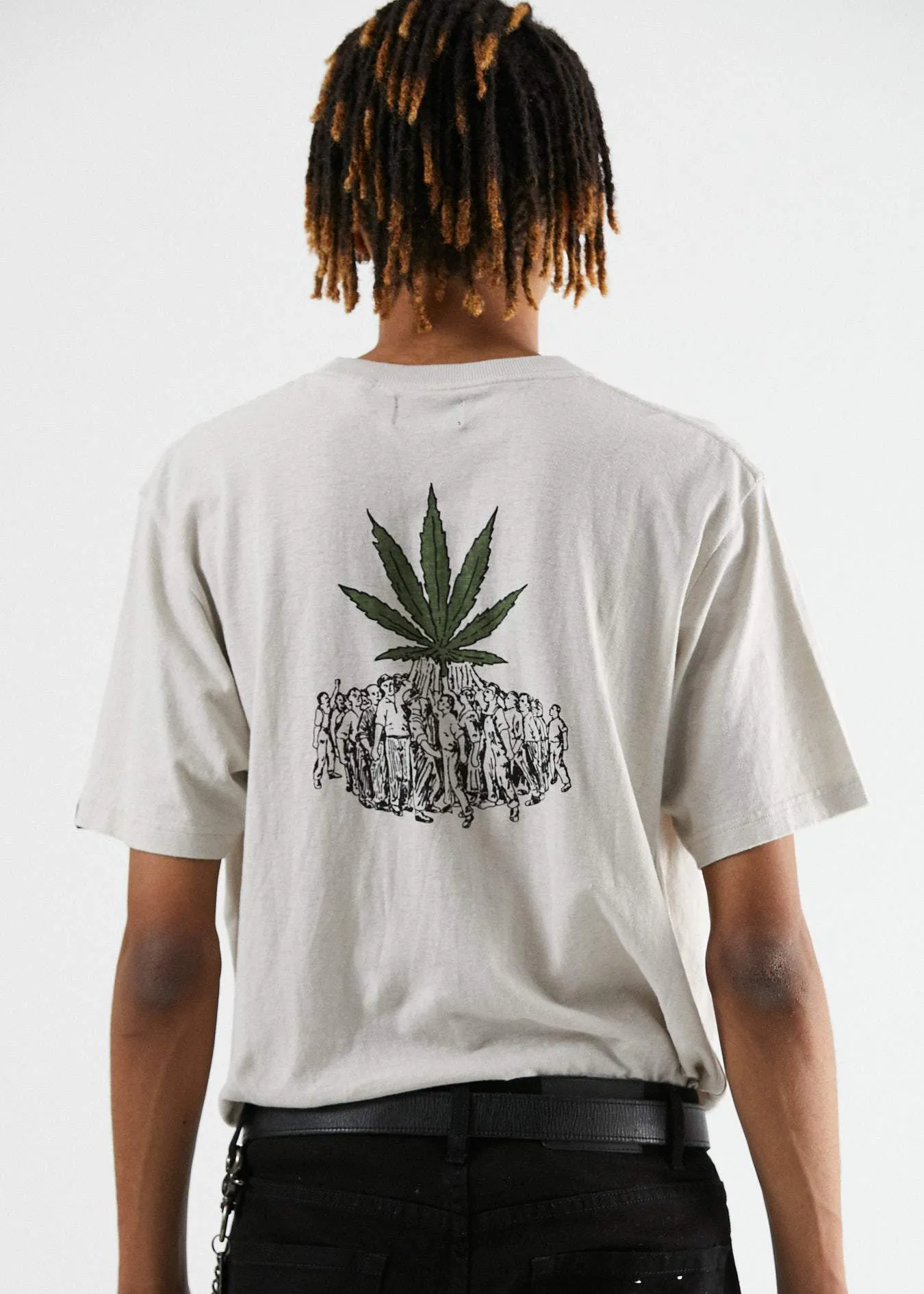 Afends Mens For The People - Hemp Retro Fit Tee - Moonbeam