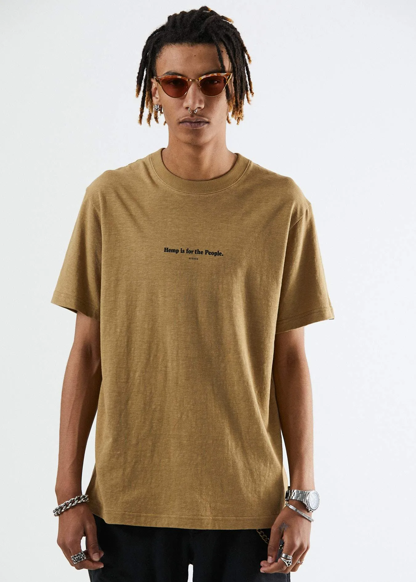 Afends Mens For The People - Hemp Retro Fit Tee - Moss