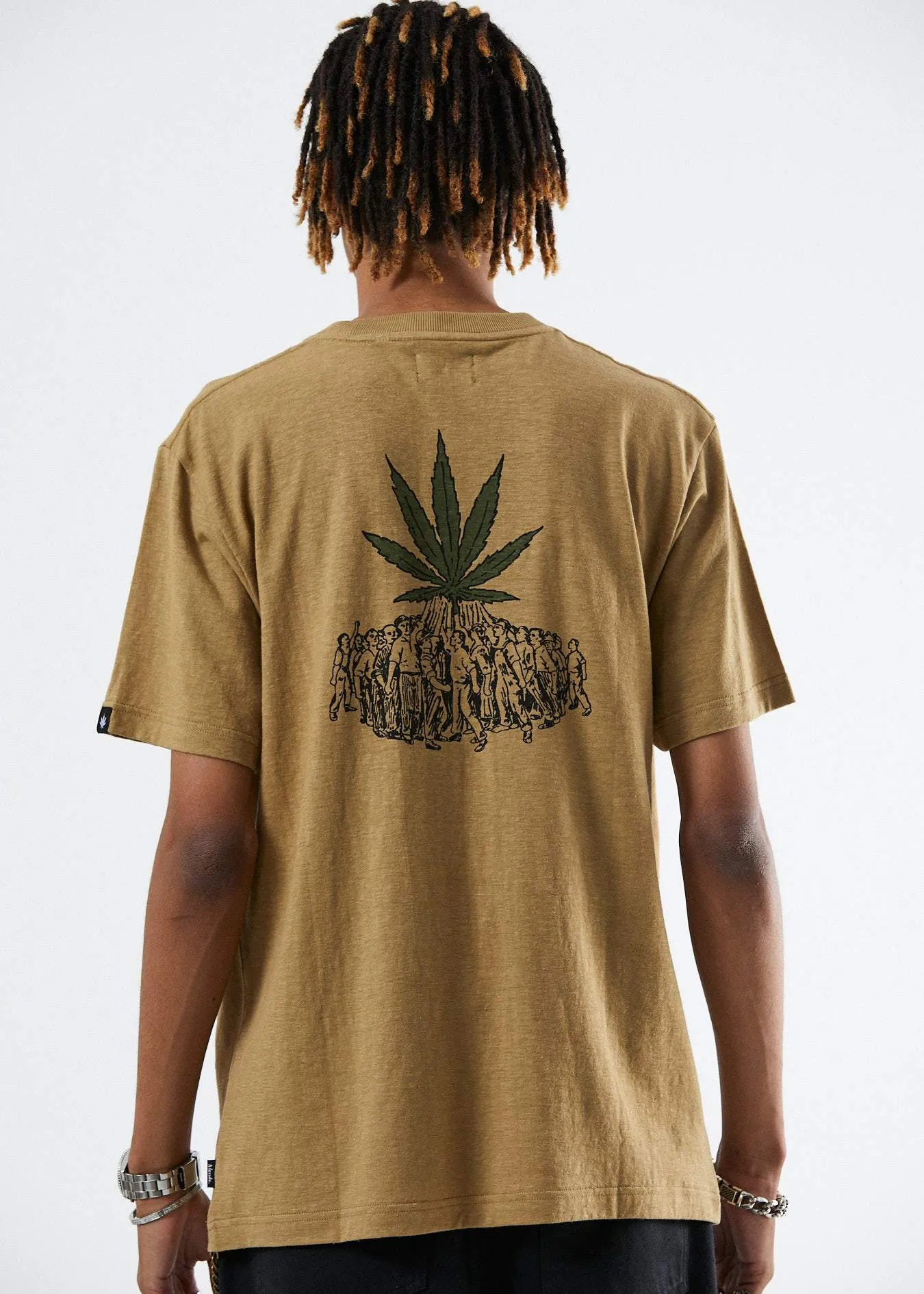 Afends Mens For The People - Hemp Retro Fit Tee - Moss