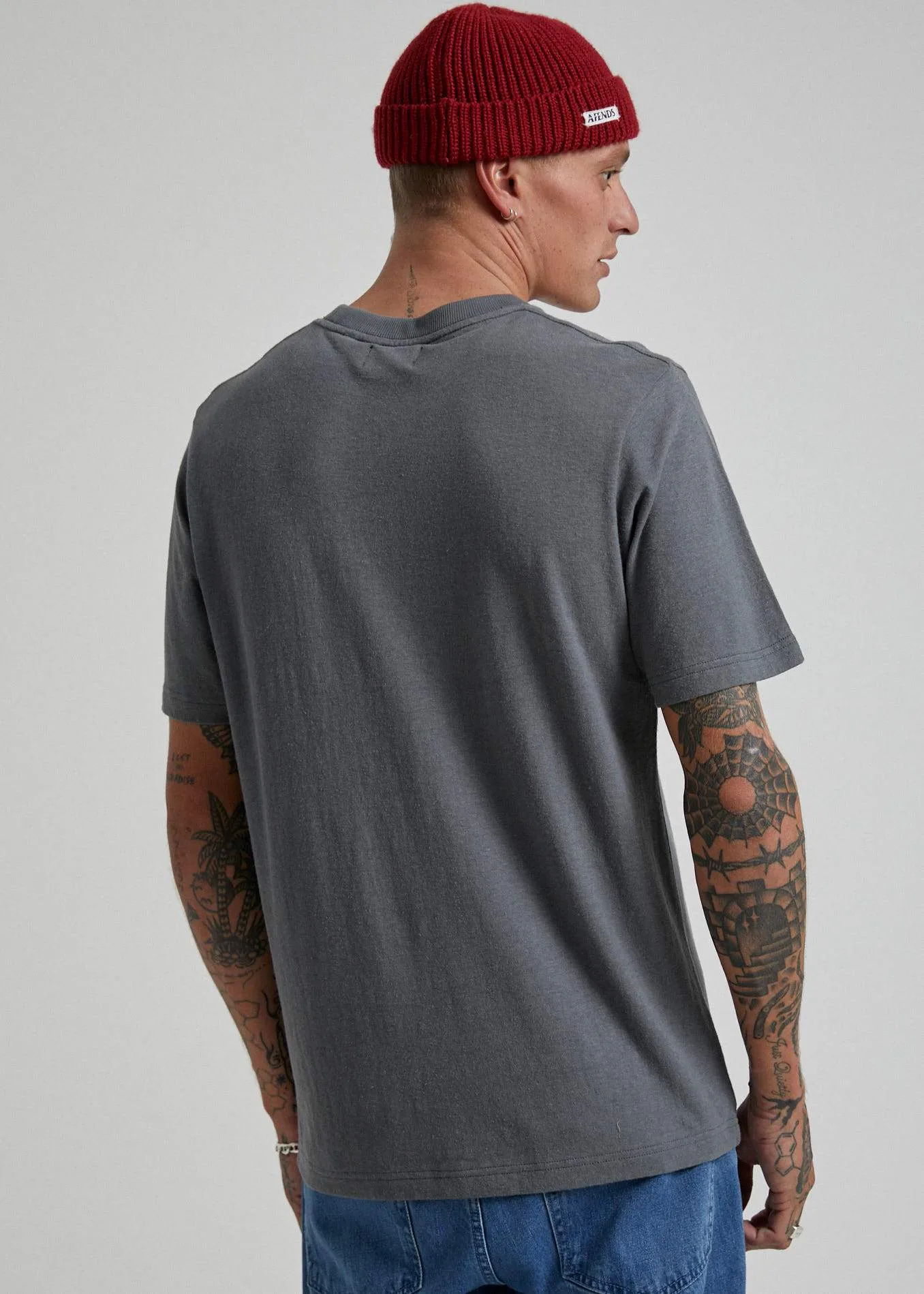 Afends Mens New Order - Hemp Retro Fit Tee - Gunmetal