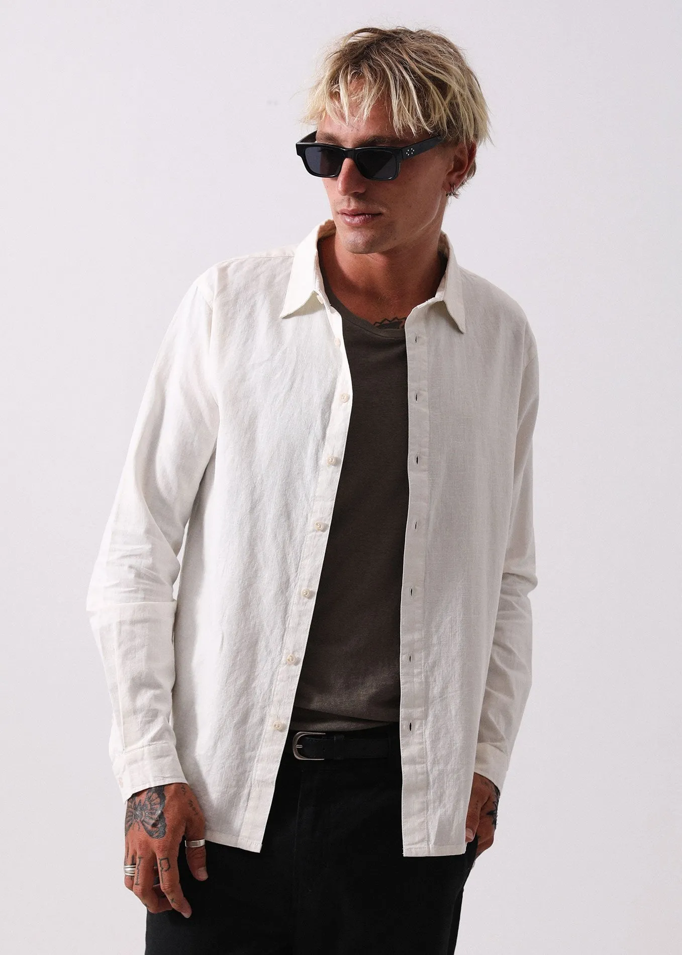 Afends Mens Overthrow - Hemp Long Sleeve Shirt