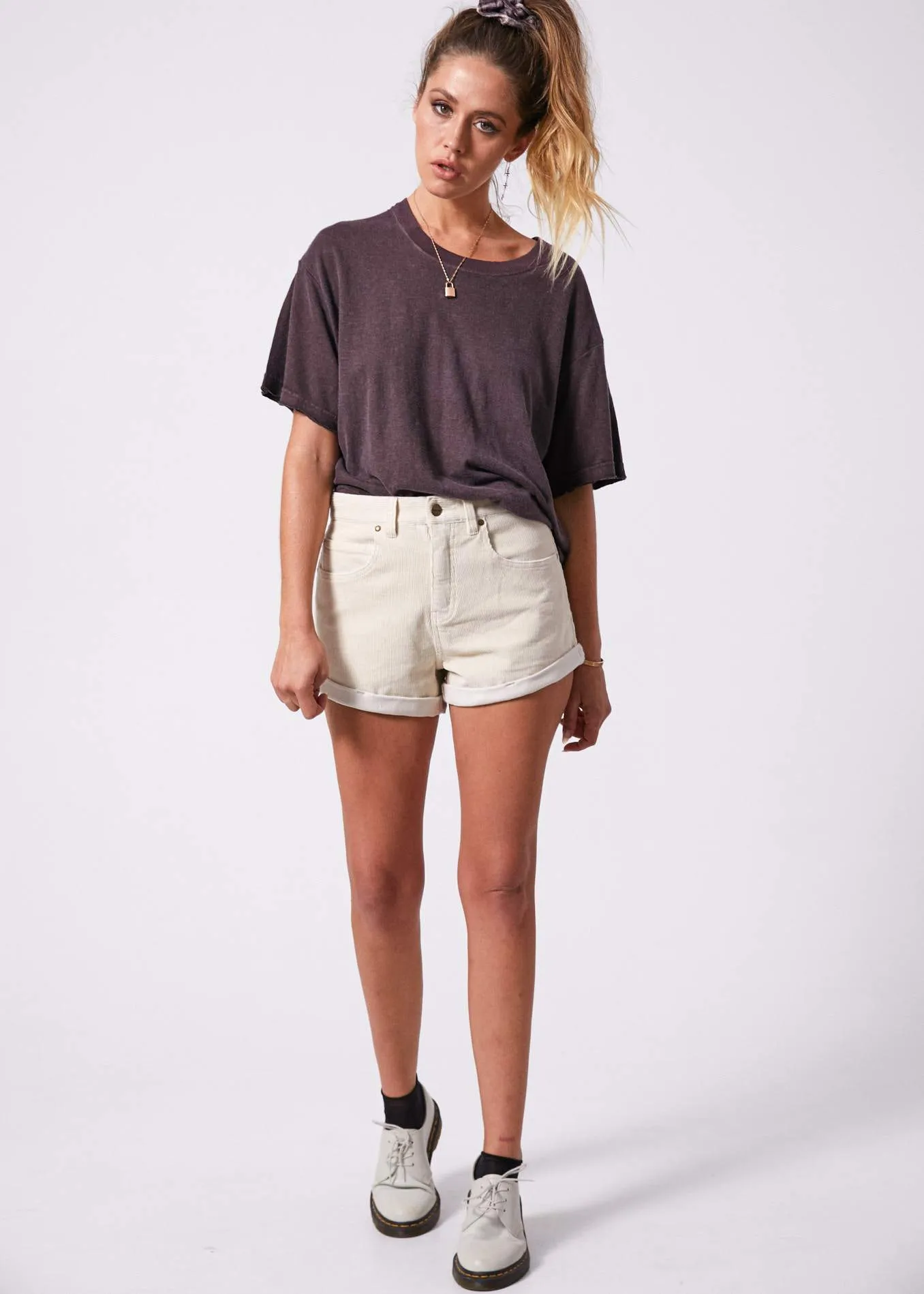 Afends Womens Slay - Hemp Oversized Tee - Mulberry