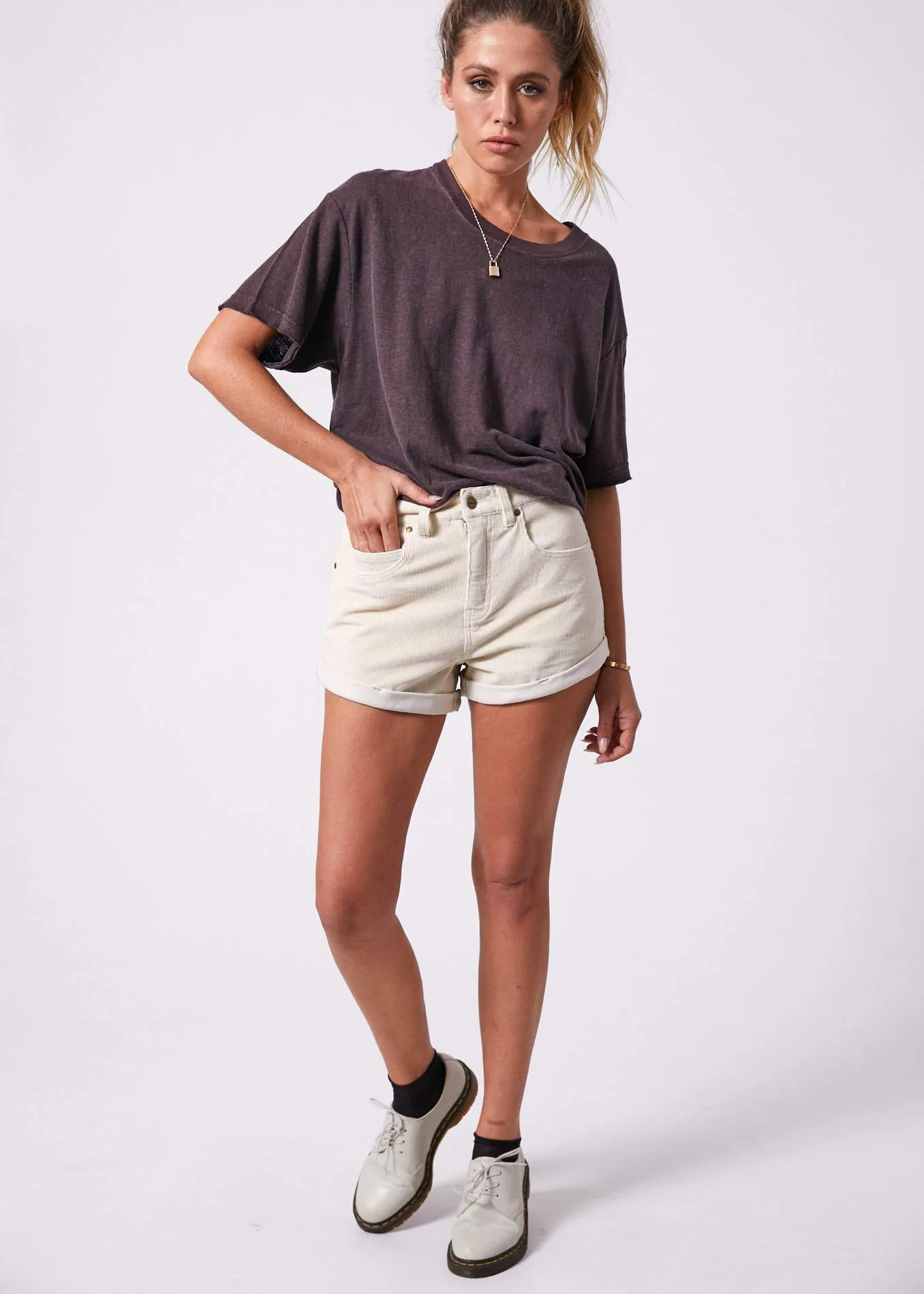 Afends Womens Slay - Hemp Oversized Tee - Mulberry