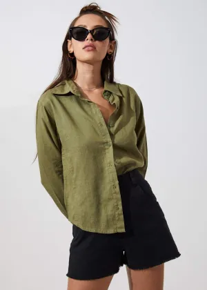 Afends Womens Tori - Hemp Long Sleeve Shirt - Sage