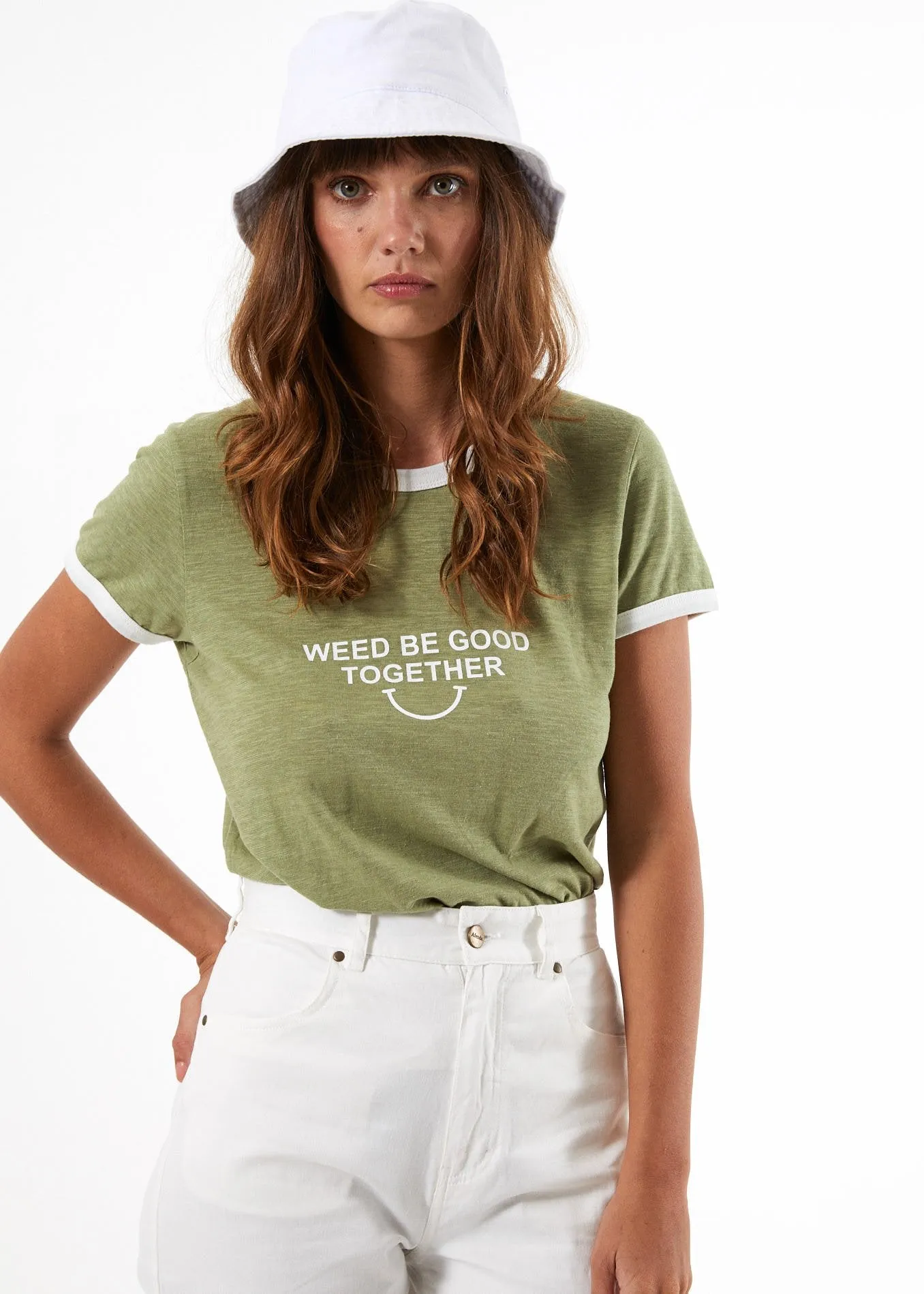 Afends Womens Weed Be Good - Hemp Ringer Tee - Sage