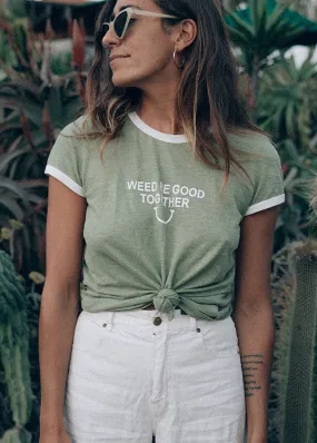 Afends Womens Weed Be Good - Hemp Ringer Tee - Sage