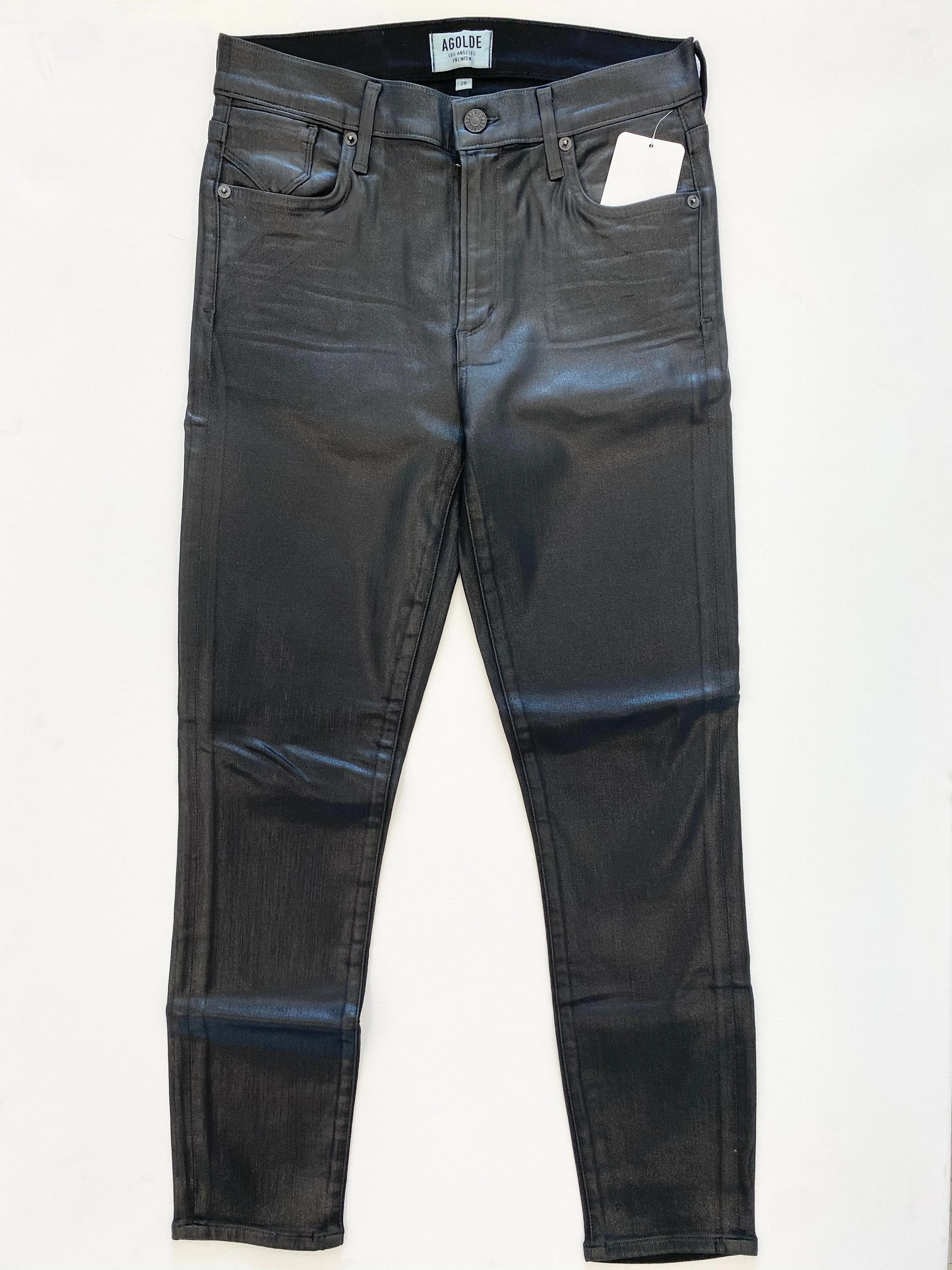 AGoldE - Sophie High Rise Skinny Black Leatherette Jeans