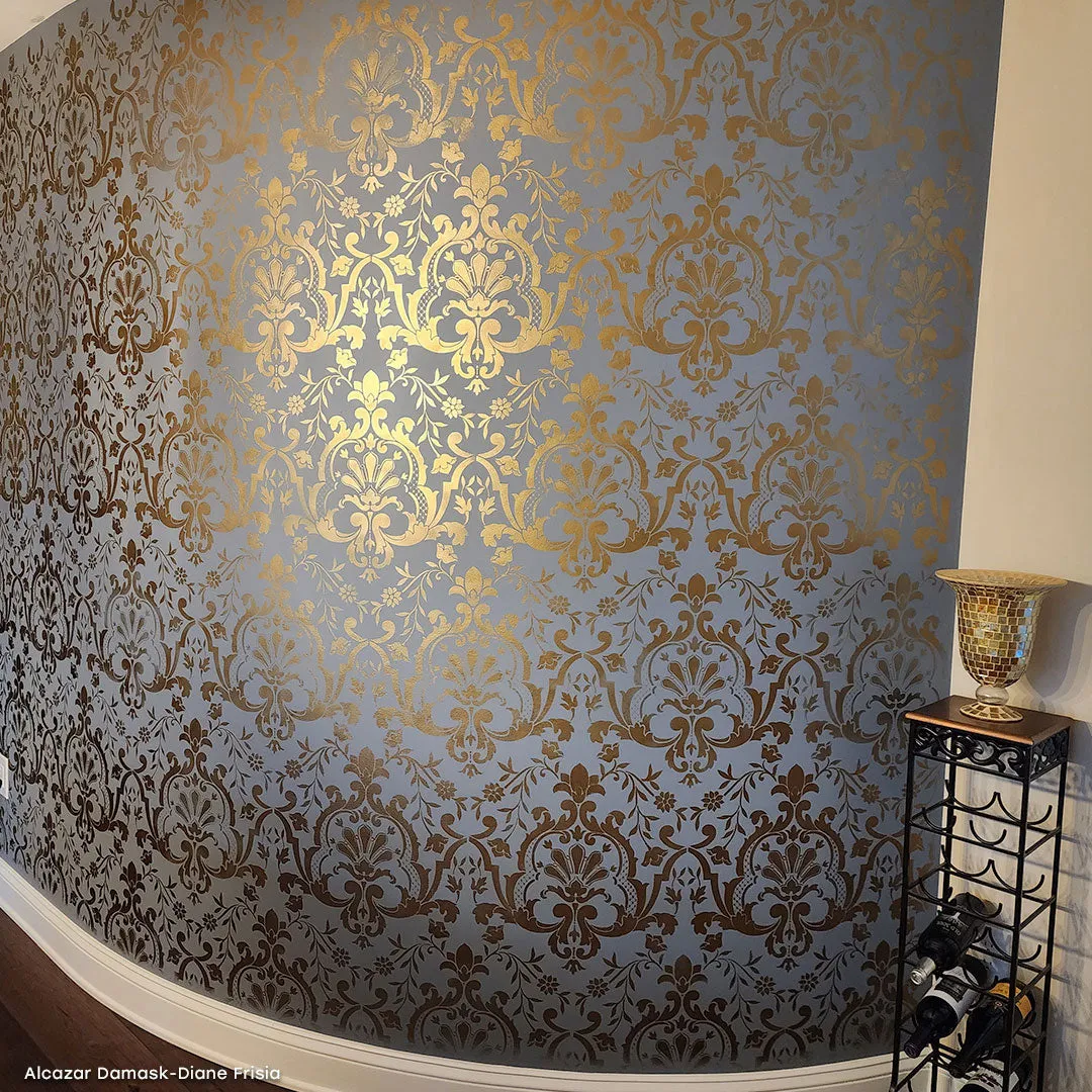 Alcazar Lace Damask Wall Stencil