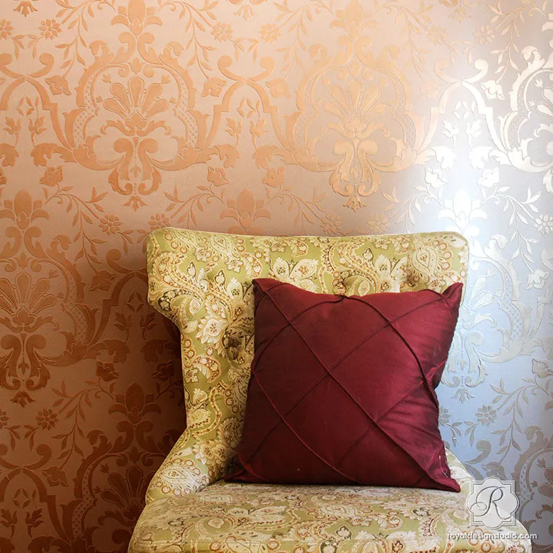 Alcazar Lace Damask Wall Stencil