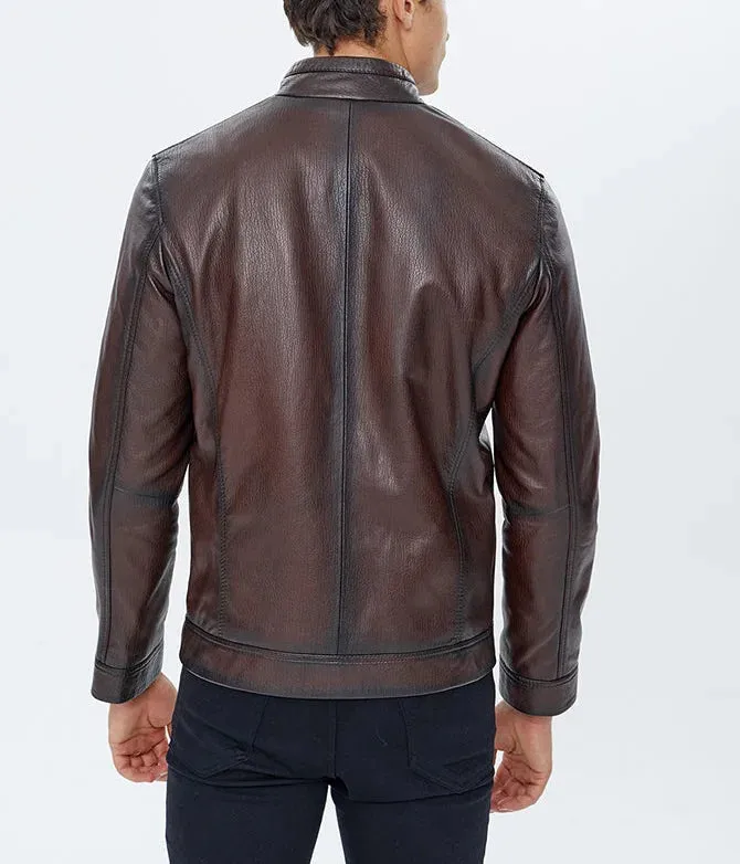 Alonzo | Men's Brown Sheepskin Leather Jacket