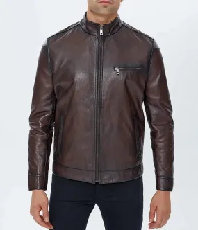 Alonzo | Men's Brown Sheepskin Leather Jacket