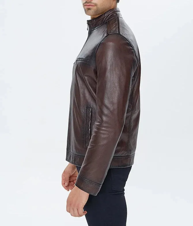 Alonzo | Men's Brown Sheepskin Leather Jacket