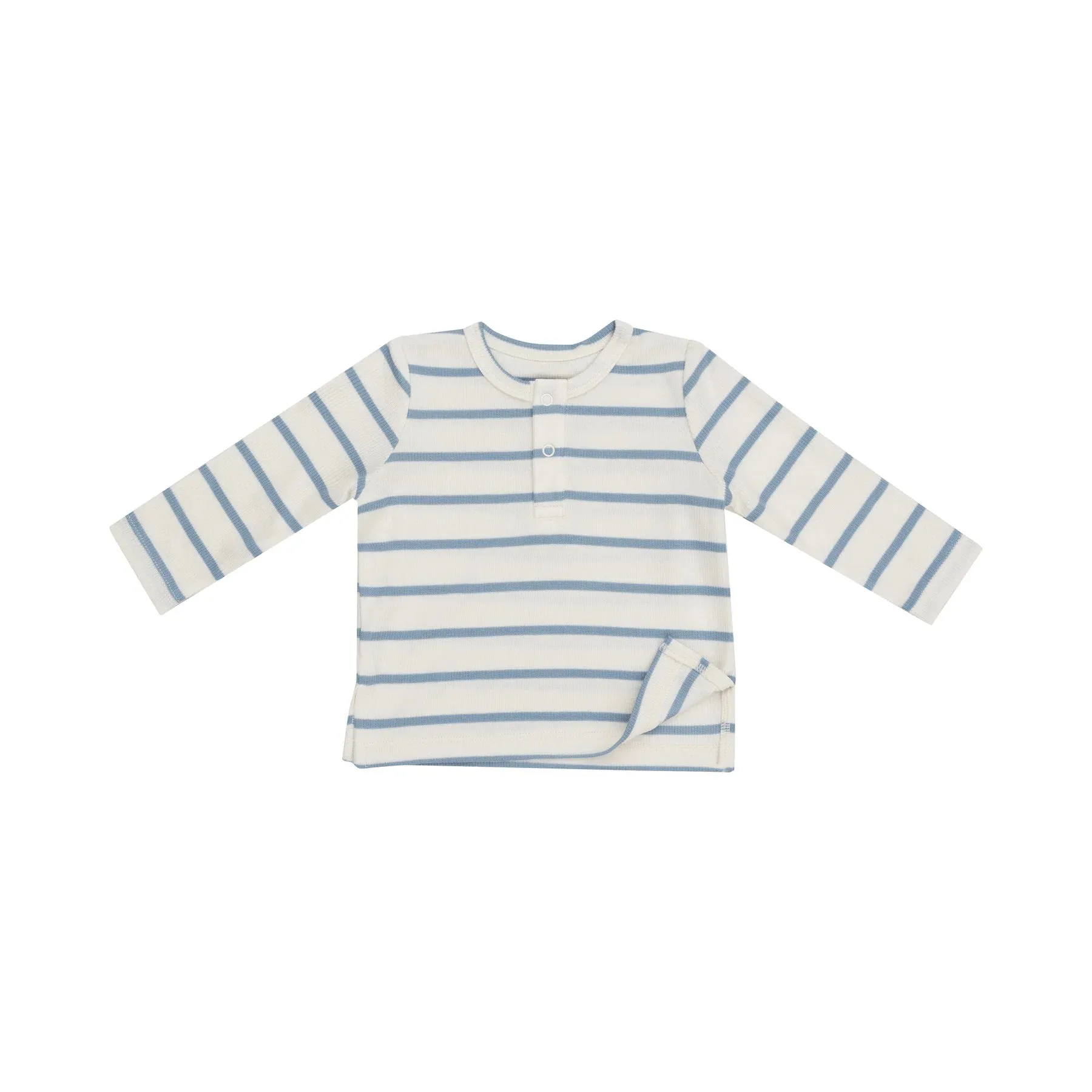 Angel Dear-Long Sleeve Henley-Modal Rib Stripe Glacier Lake