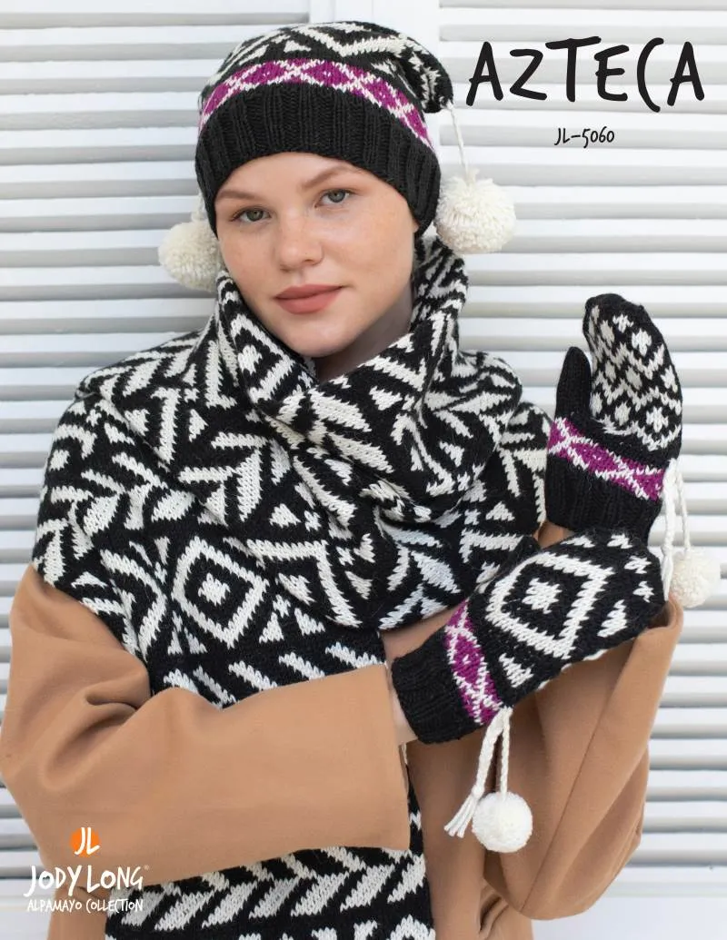 Azteca Scarf, Hat, and Mitts Pattern by Jody Long