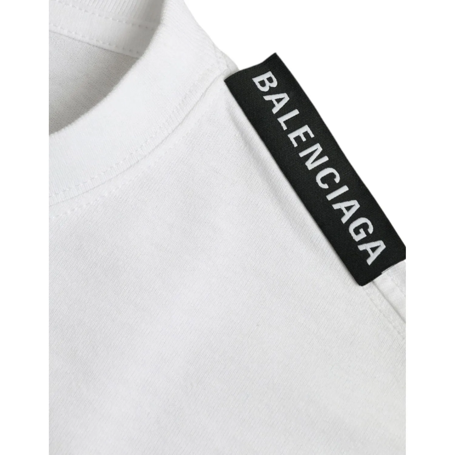 Balenciaga Off White Cotton Jersey Round Neck T-shirt