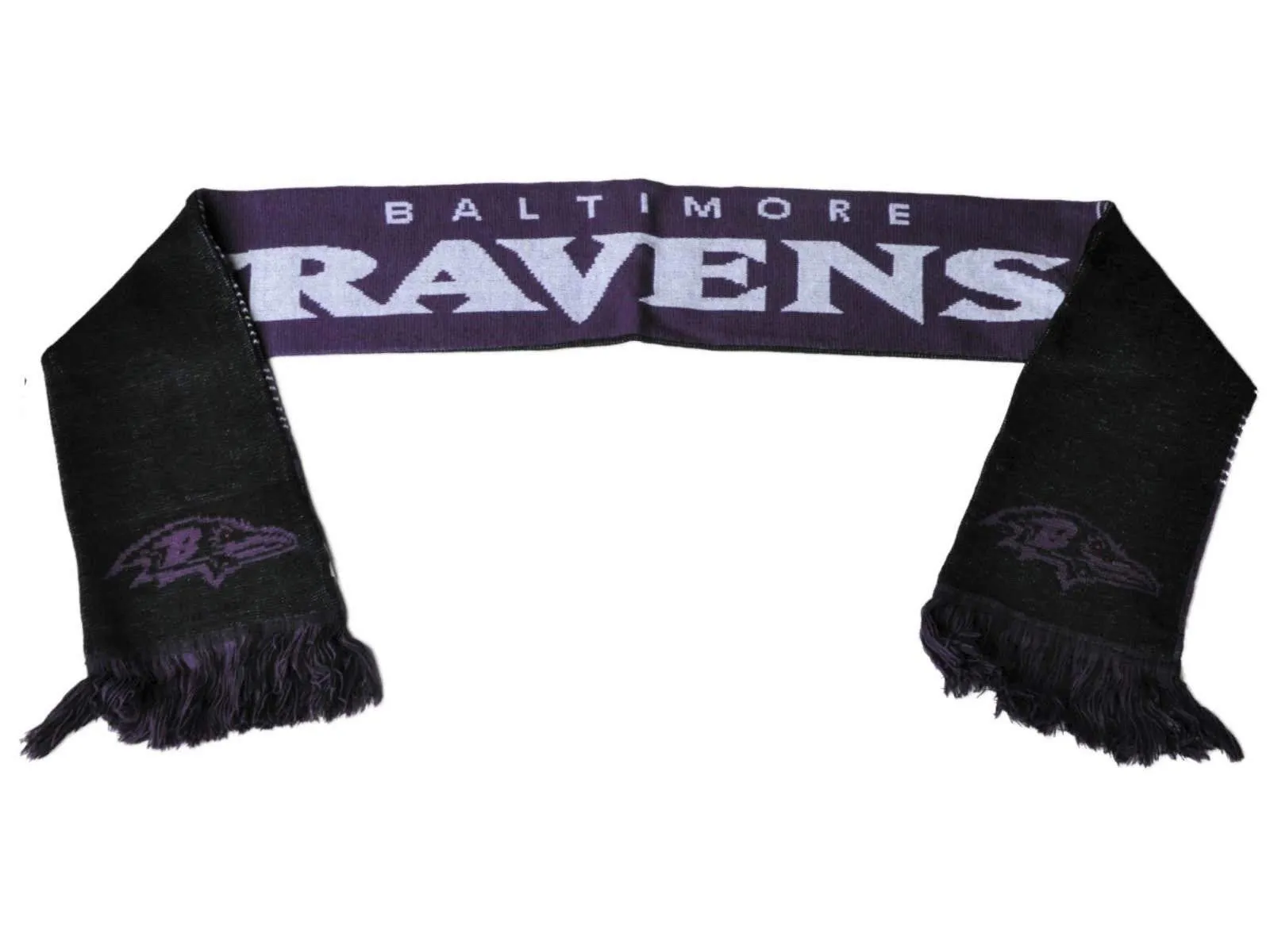 Baltimore Ravens FC Purple Black Reversible Split Logo Acrylic Knit Winter Scarf