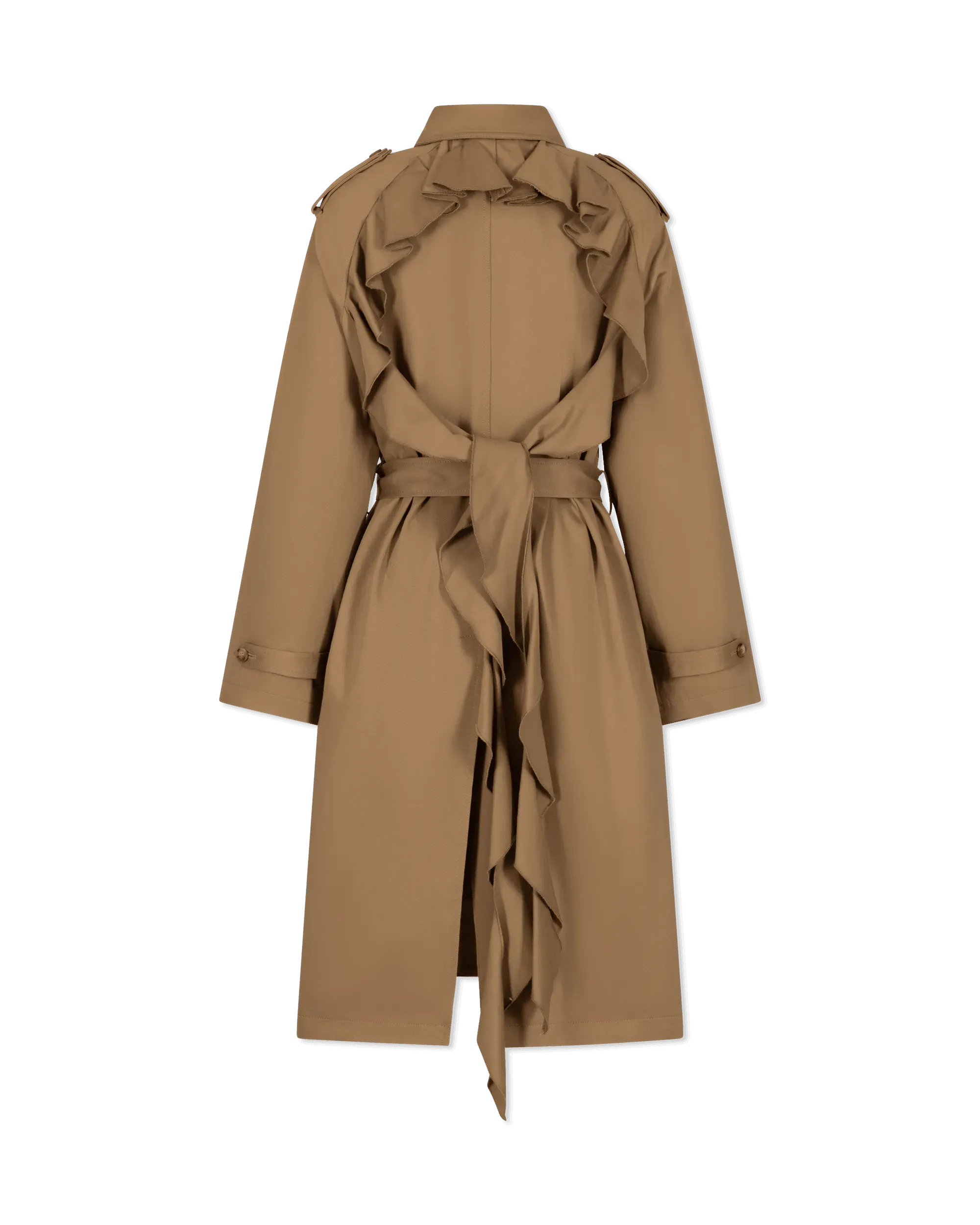 Baroque Buckle Ruffled Trench Coat