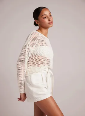 BEL Holey Dropped Shoulder Sweater in Off White