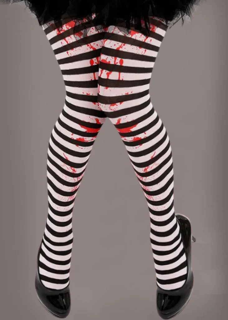 Black and White Striped Bloody Tights