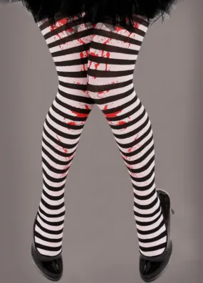 Black and White Striped Bloody Tights