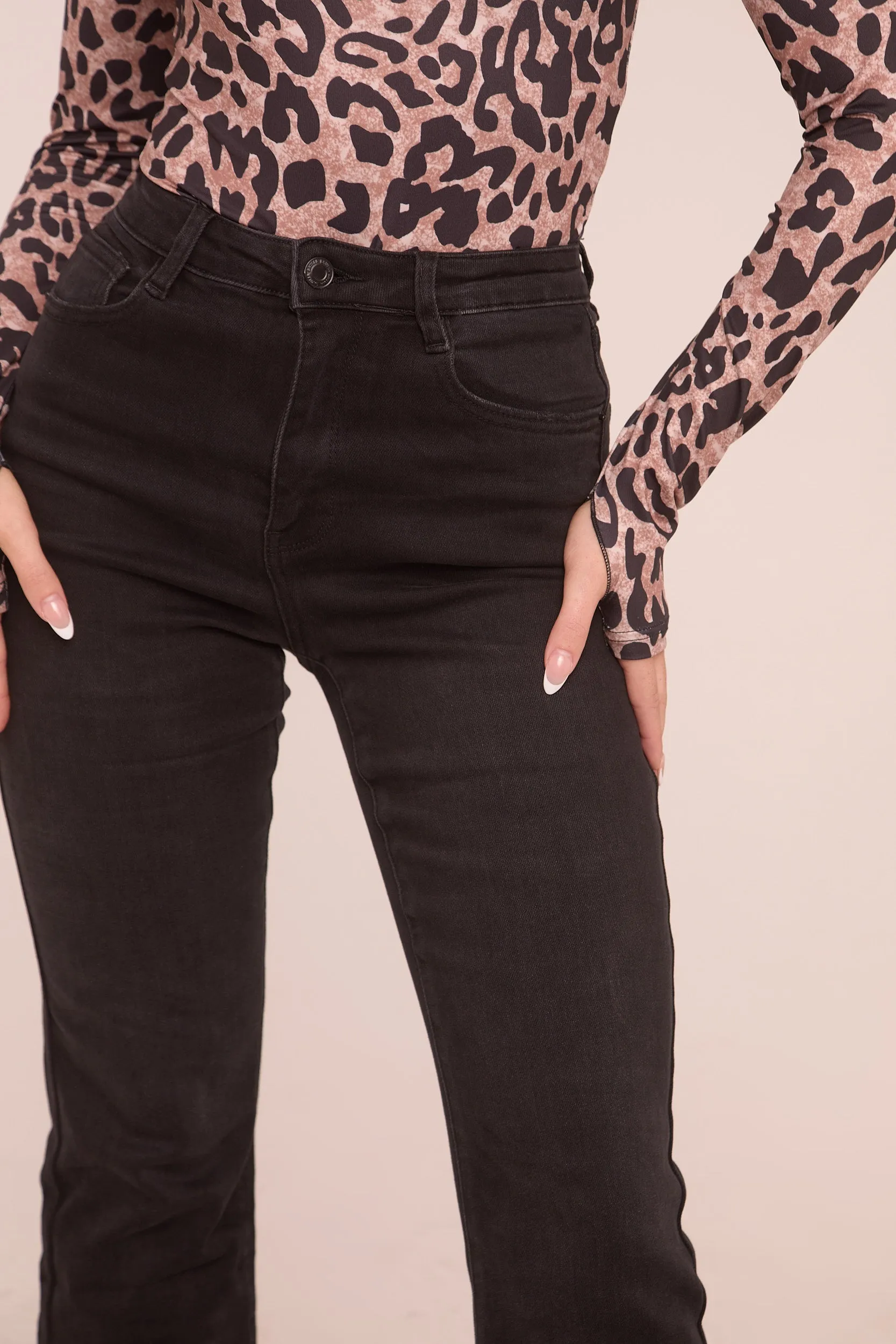 Black High Waist Kick Flare Denim Jeans - Aspen