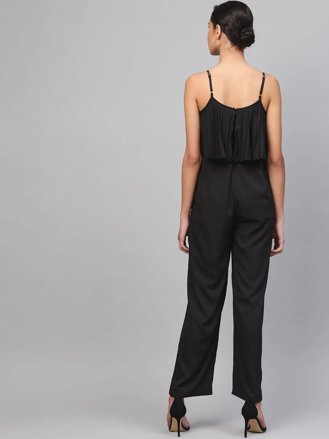 Black Pleated Palazzo Jumpsuit