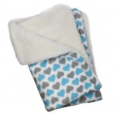 Blue and Gray Hearts Fleece/Ultra-Plush Blanket & Matching Blanket