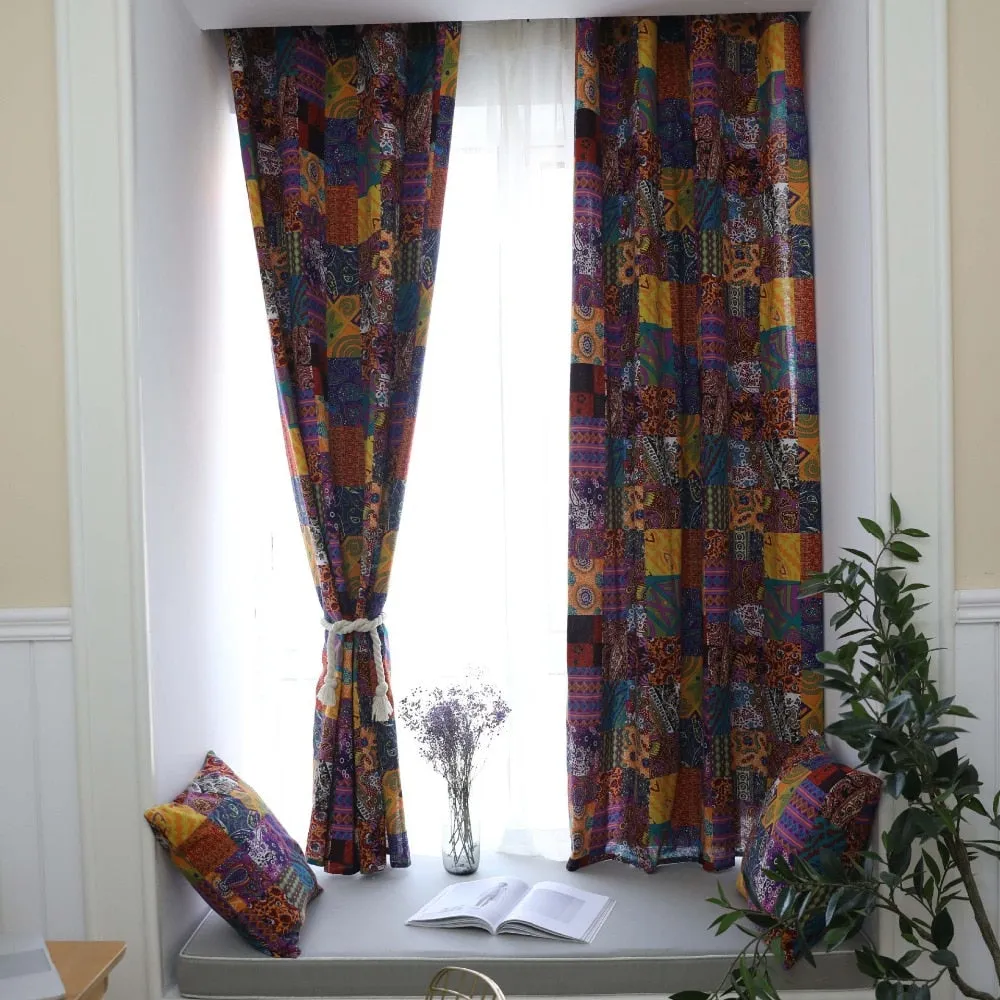 Bohemian Retro Ethnic Style Curtains Half Blackout