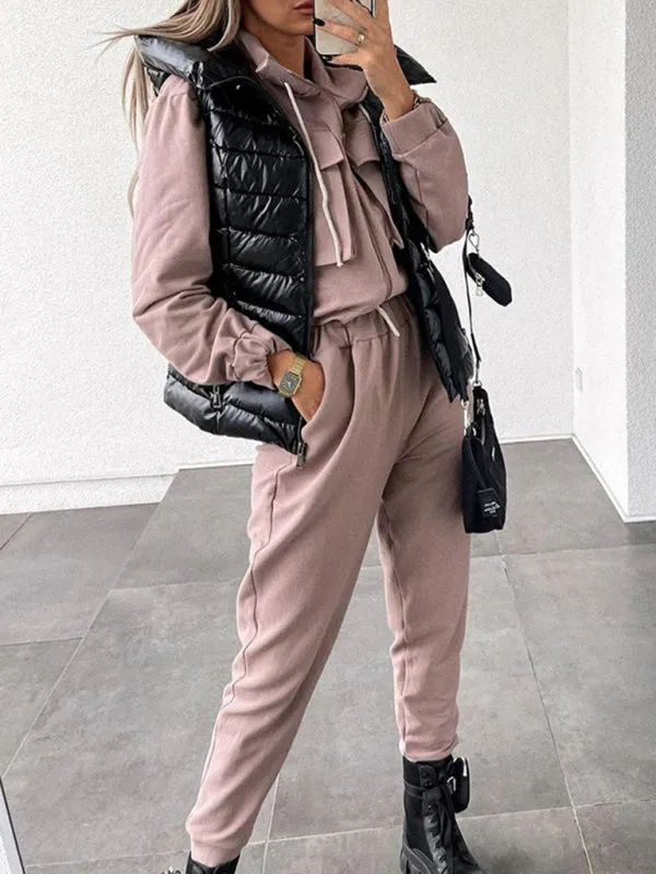 Bohemian Sporty Women's Casual Cargo Two-Piece Sweats Set