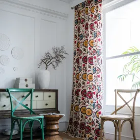 Bohemian Style Curtain with Geometric Floral Print