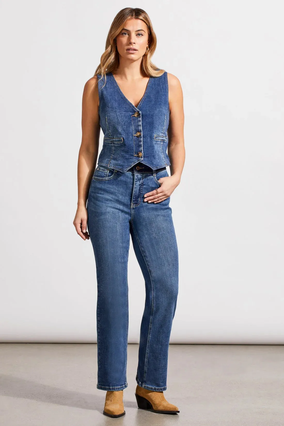 BROOKE HIGH-RISE MICROFLARE JEANS WITH CONTRAST WAISTBAND