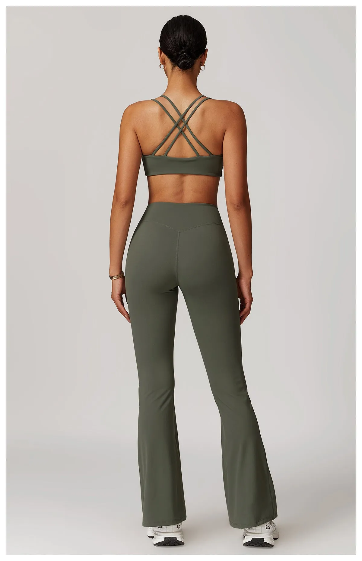 Brushed Crossback High-Waisted Yoga Flare Pants