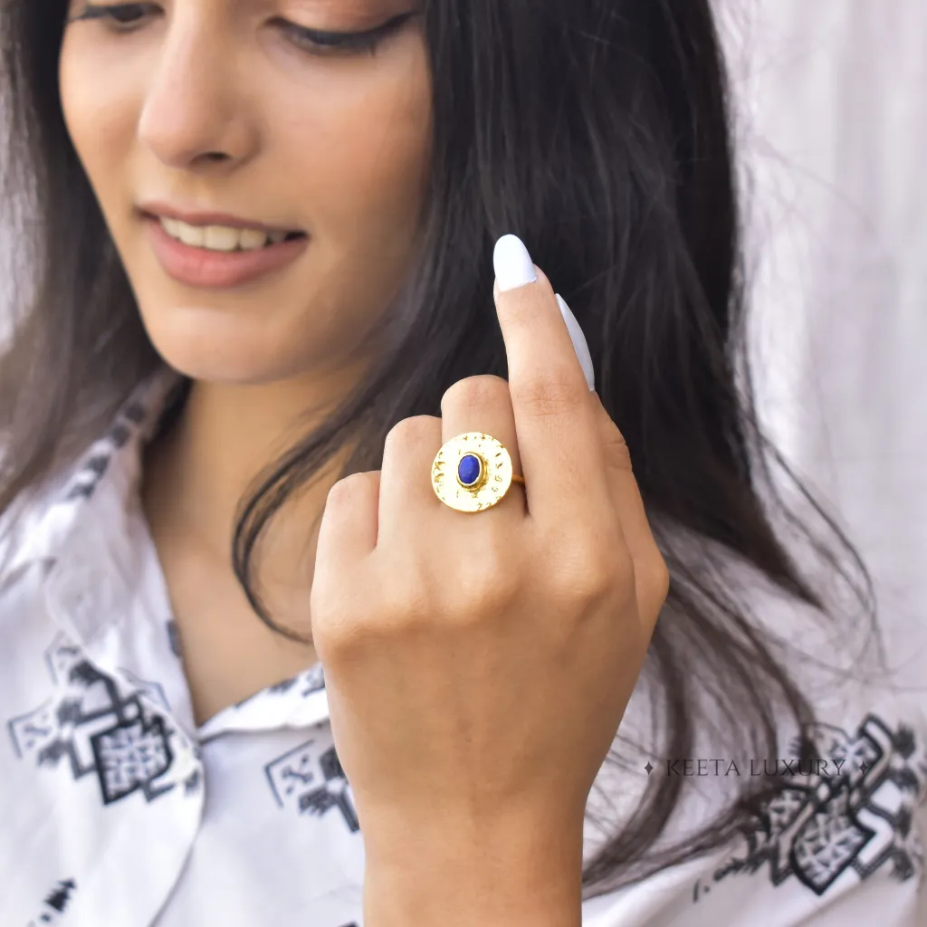 Captivating Hammered - Lapis Lazuli Ring