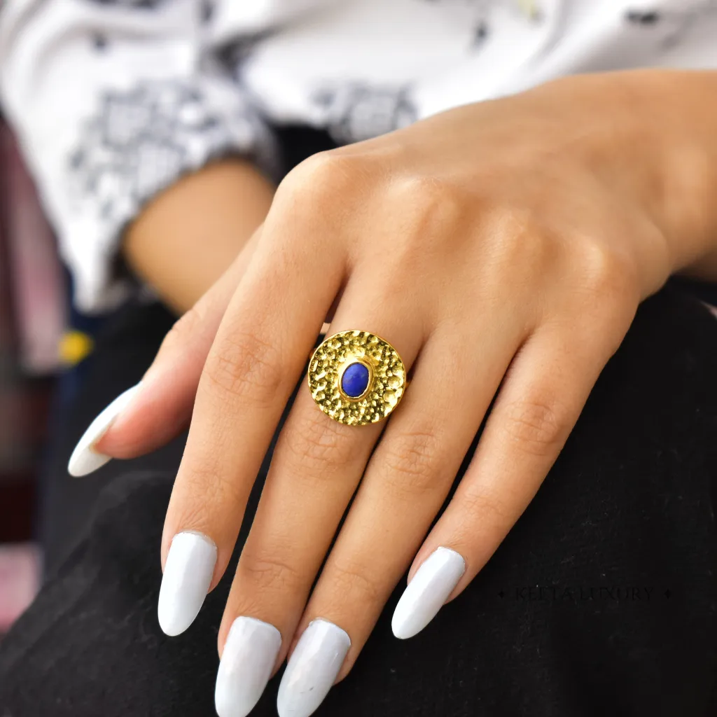 Captivating Hammered - Lapis Lazuli Ring