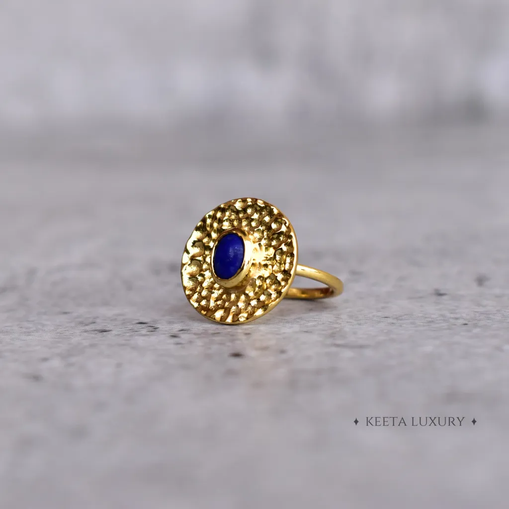 Captivating Hammered - Lapis Lazuli Ring