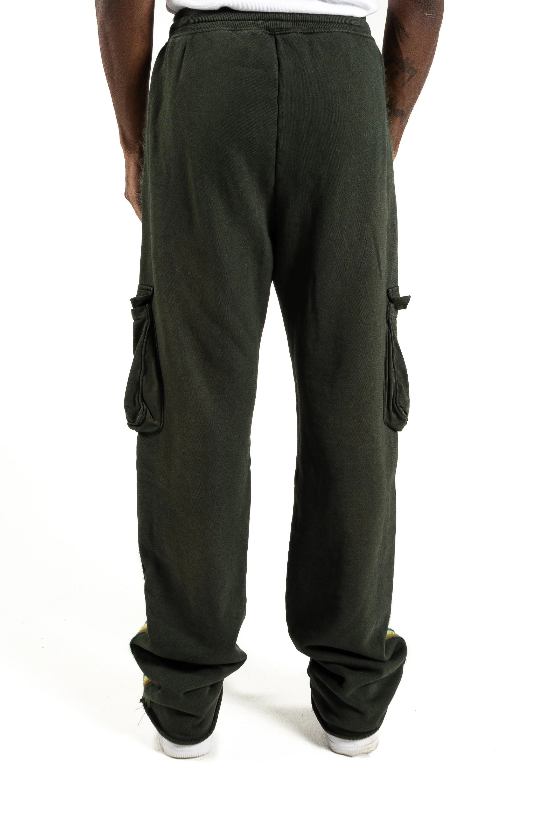 Cargo Joggers with Mohair Stripe - Moss