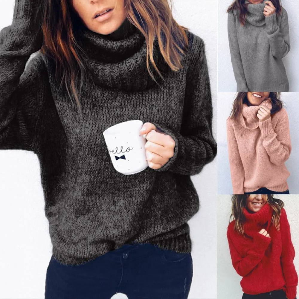 Casual  Sweater Women  LooseTurtleneck spring autumn female Knitted sweater Pullovers long SleeveJumper top