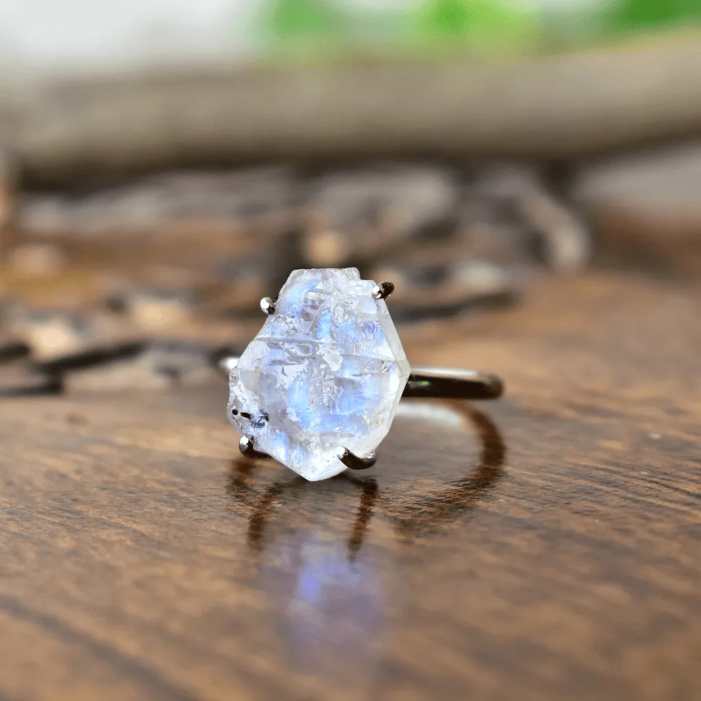 Celestial Serenity - Raw Moonstone Ring