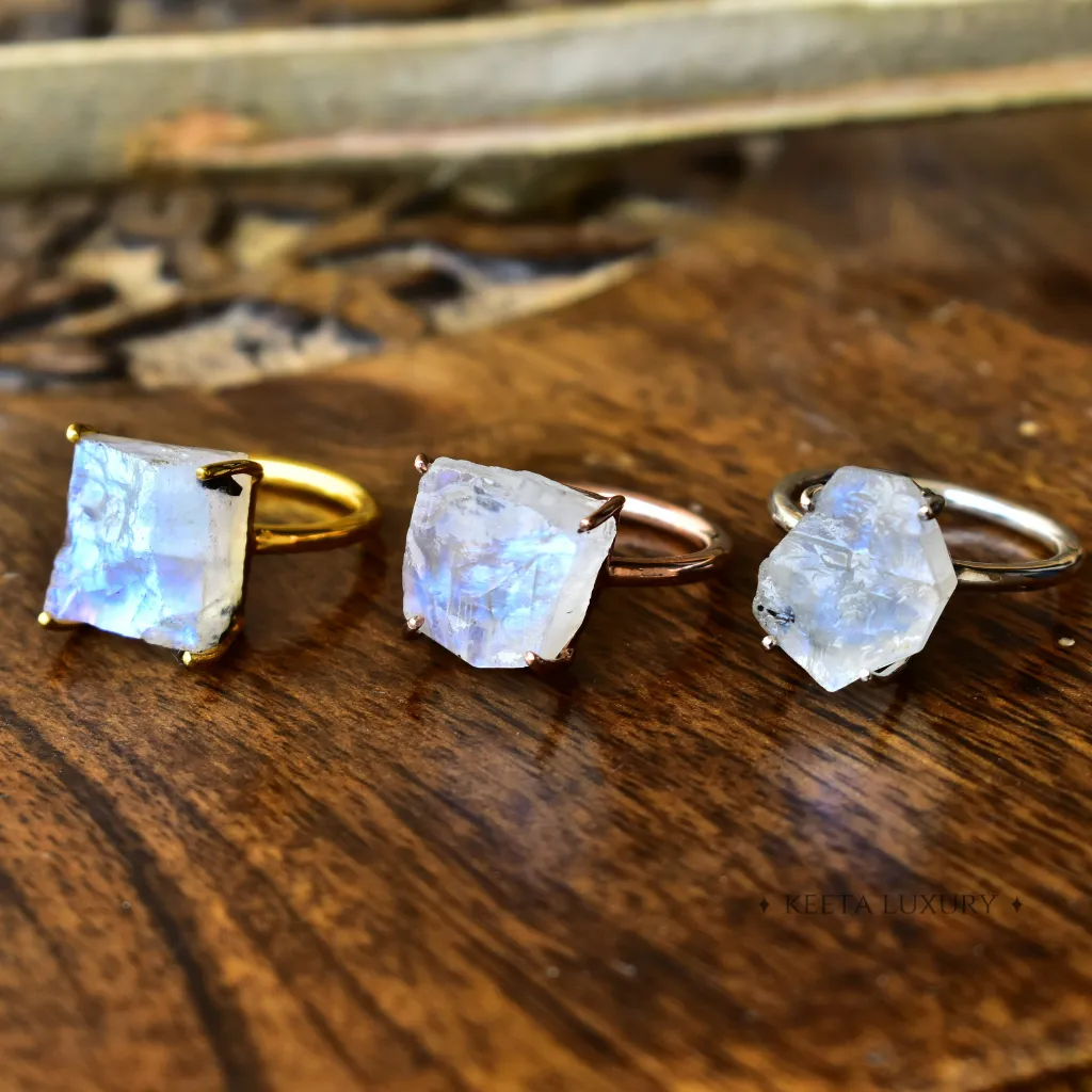 Celestial Serenity - Raw Moonstone Ring