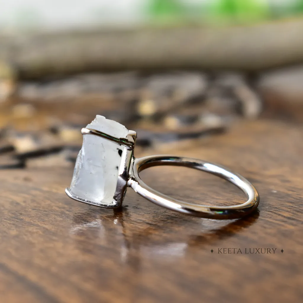 Celestial Serenity - Raw Moonstone Ring